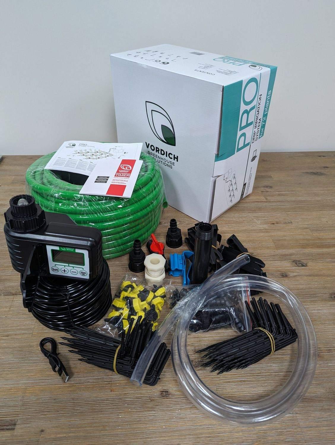 Vordich Pro Drip Irrigation System 72 Plant + Rechargeable Automated Timer - Keane Gardens