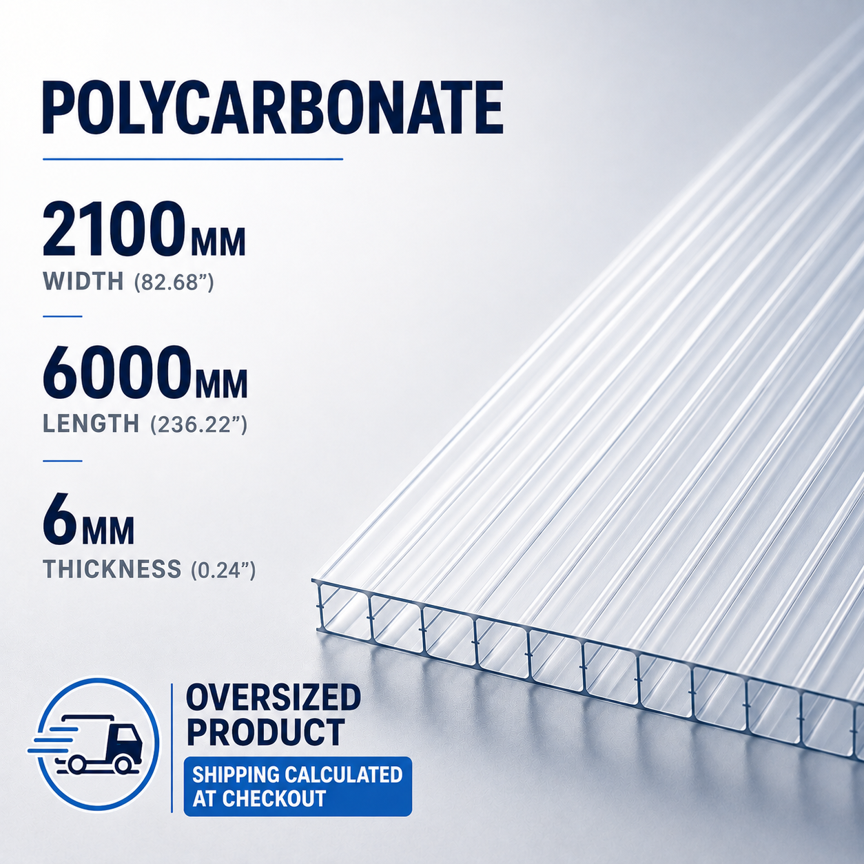 6mm Twinwall Polycarbonate Sheet 2100 x 6000mm | Clear UV Protected