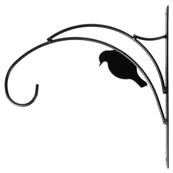 Decorative Bird Hanging Basket Bracket – Black Metal Wall Hook 29.5cm