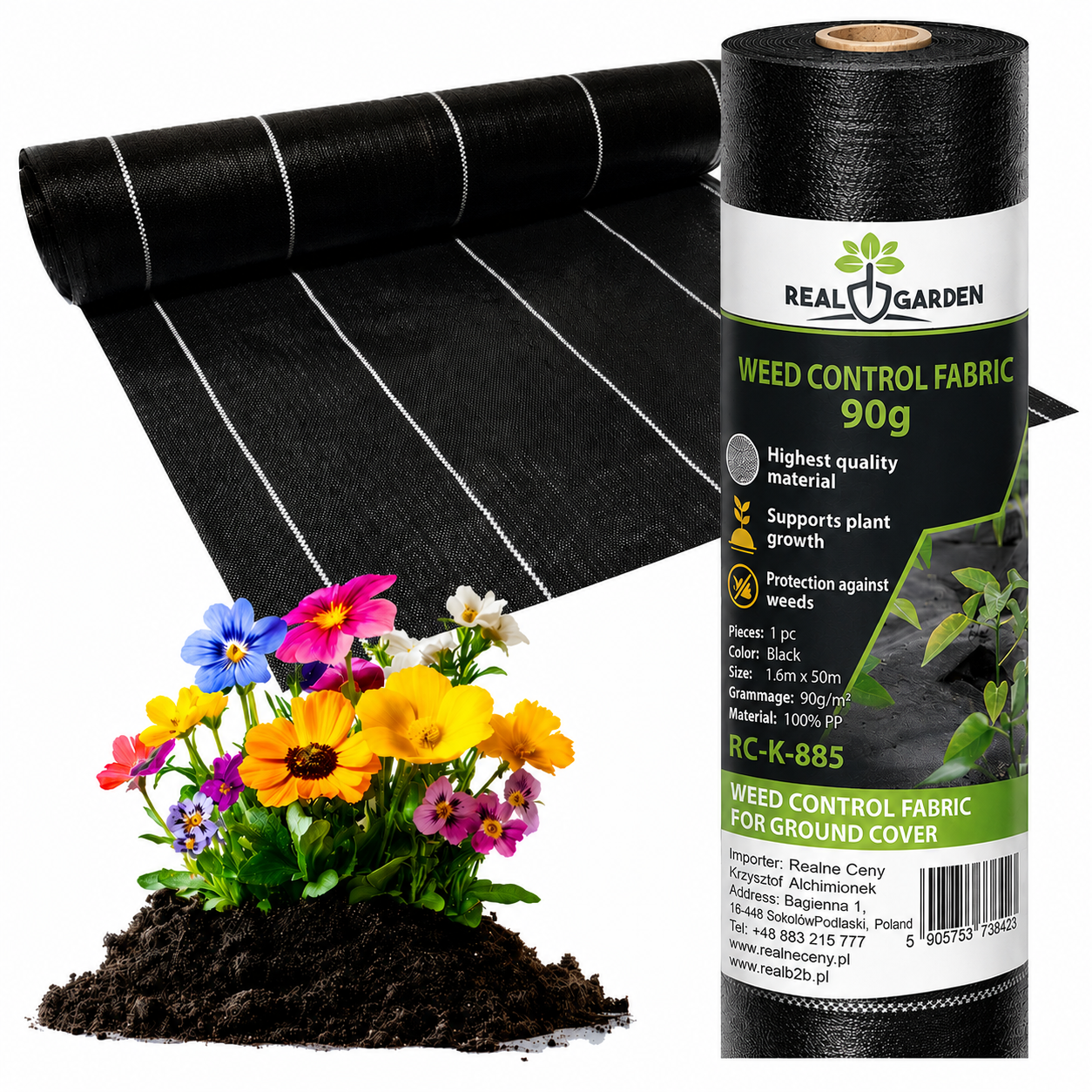 Heavy Duty Weed Control Membrane 1.6m x 50m – 90gsm Weed Barrier Fabric
