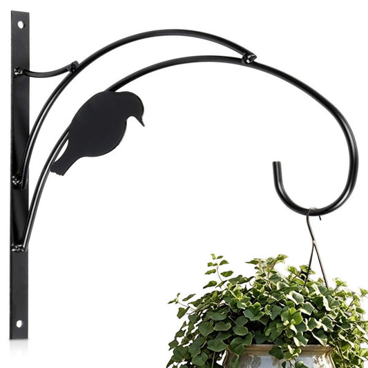 Decorative Bird Hanging Basket Bracket – Black Metal Wall Hook 29.5cm