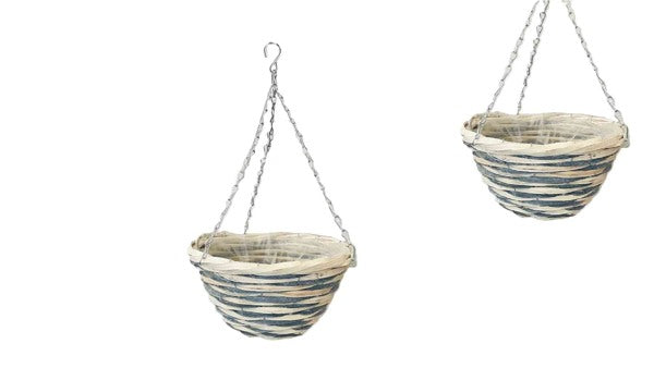 Bamboo Hanging Basket 30cm – Woven Garden Planter with Chain & Liner
