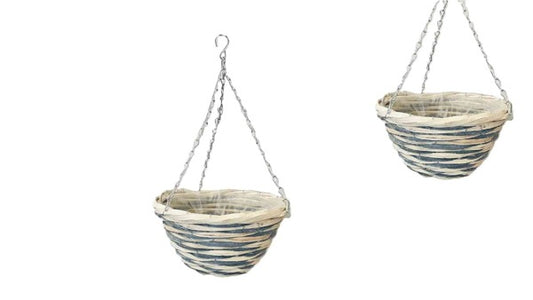 Bamboo Hanging Basket 30cm – Woven Garden Planter with Chain & Liner