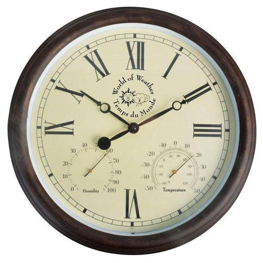 STATION CLOCK WITH THERMO-HYGROMETER 30.5 cm - Keane Gardens